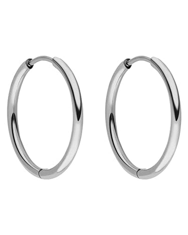 PURELEI Sleeky Ohrringe (Silber) – Damenohrringe aus langlebigem Edelstahl – Wasserfeste Ohrringe Damen – 1,58 cm Durchmesser – Modeschmuck für deinen individuellen Look im Sale